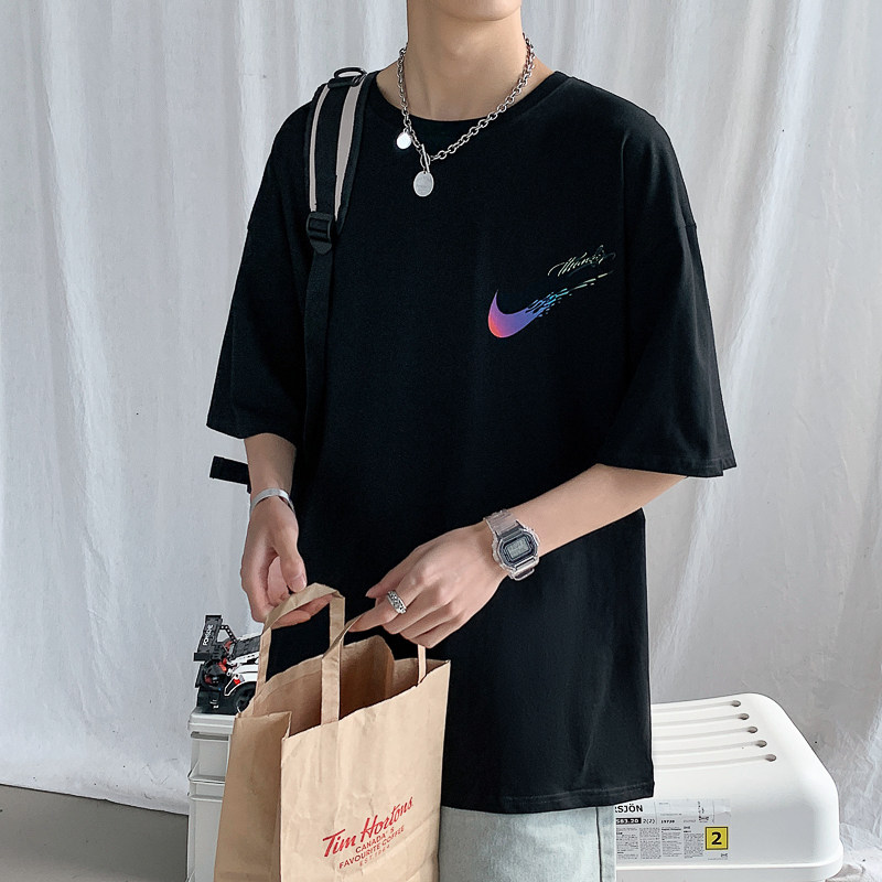 Short-sleeved T-shirt men's summer tide brand super fire ins Hong Kong style trend men's clothing 2023 new half-sleeved T-shirt