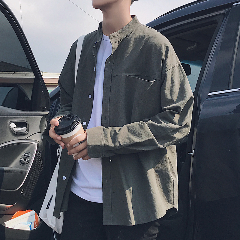 Autumn 2021 new Hong Kong style shirt men's Korean version trendy loose all-match men's shirt Harajuku coat ins