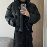 Полиуретановый демисезонный пуховик, короткая куртка, в американском стиле, свободный крой