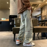 Джинсы, трендовые штаны, повседневные брюки, в американском стиле, свободный прямой крой