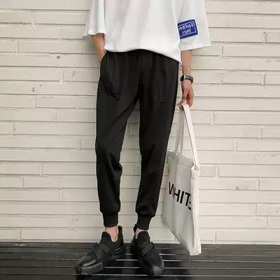 Sports pants men's trendy brand trend nine-point loose wide-legged leg toe Joker Haren pants wild trend Net red pants men