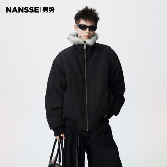 American trendy brand deconstructed mountain carving cotton coat for men American trendy brand deconstructed mountain carving cotton coat for men