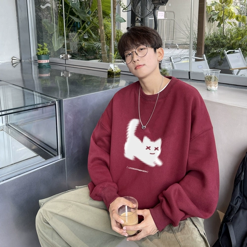 Осенний весенний лонгслив, футболка, круглый воротник, тренд сезона, в американском стиле, оверсайз