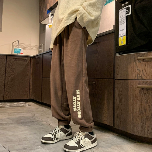 Бархатные демисезонные штаны, флисовые повседневные брюки, в американском стиле