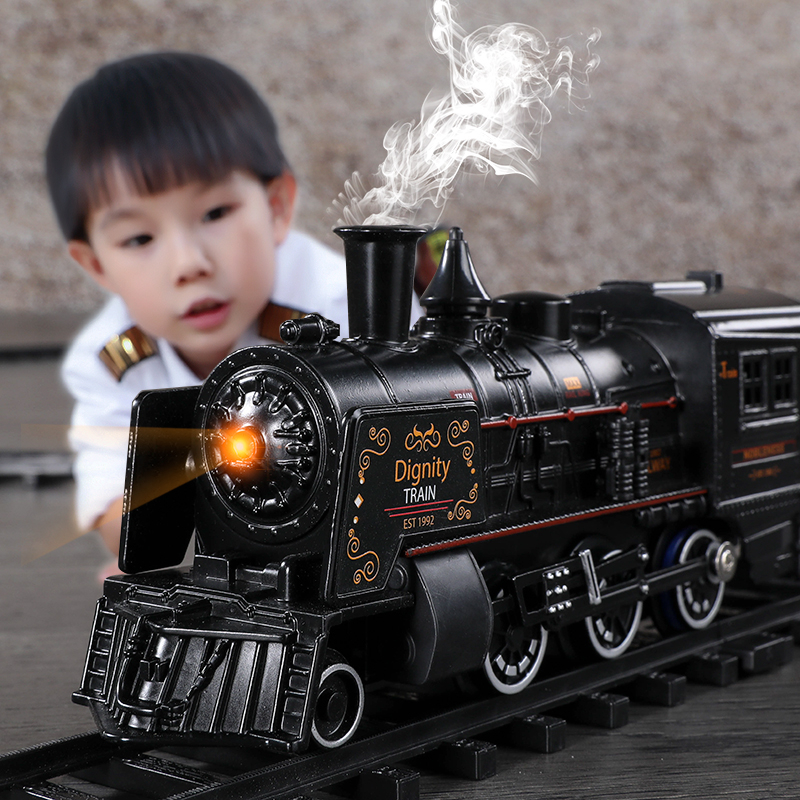 Alloy high speed rail parking children's electric small train set Track Vintage Steam train model Toy Boy