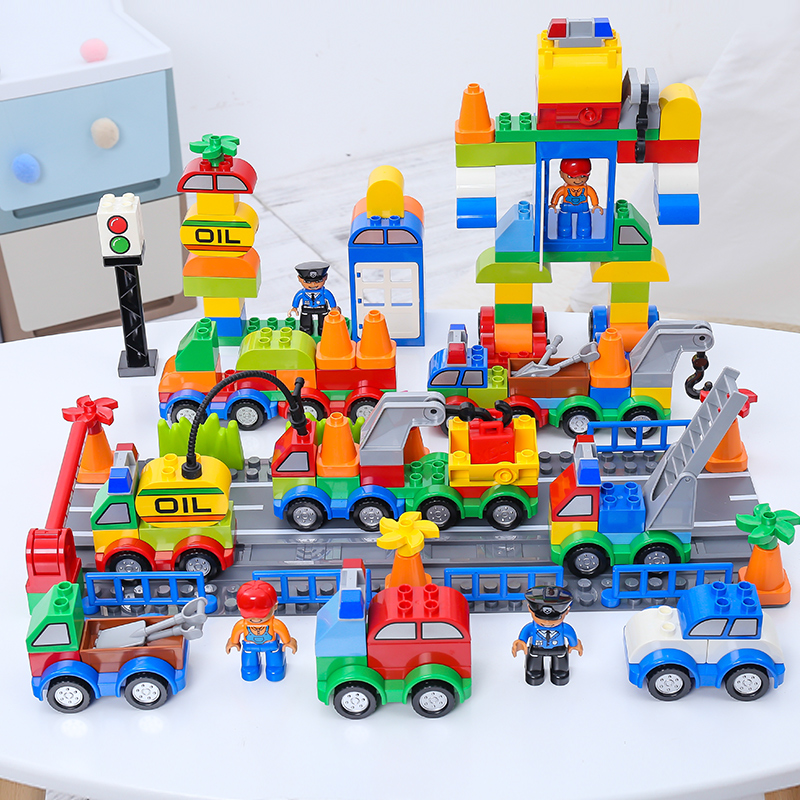 Compatible Lego children's building blocks toy baby Yintellectually assembled car 4 large granules spell and insert brain 3-6 years old