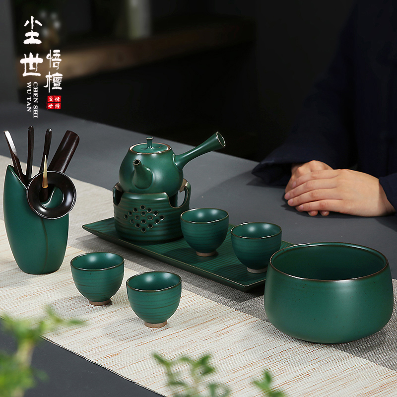 Coarse pottery kung fu tea set suit household contracted and I ceramic water type small Japanese ground dry tea tea