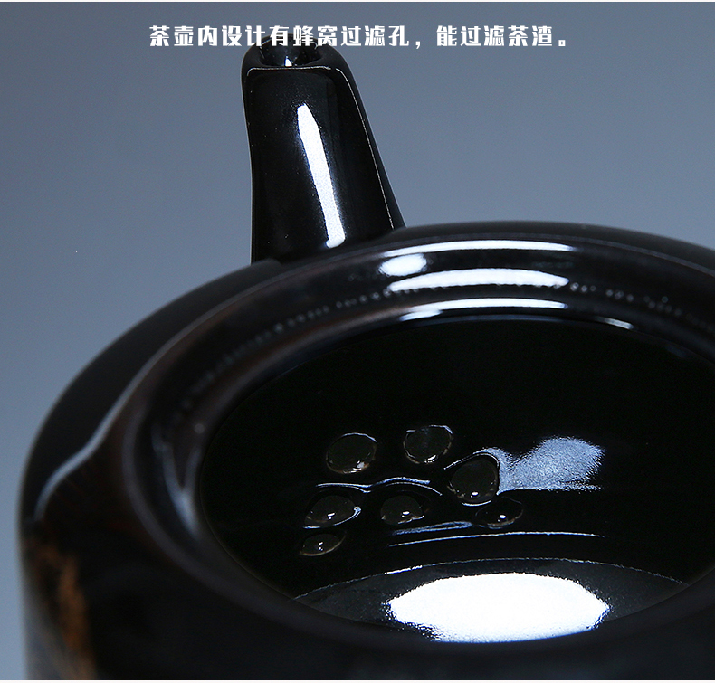Black glaze up tea set of household ceramic tea cup lid to use kung fu tea set