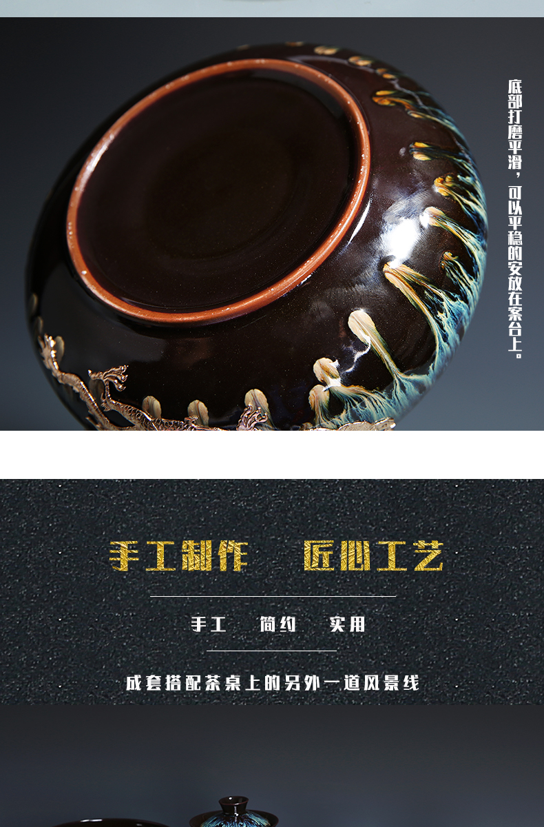 Alluvial gold ceramic up kung fu tea set suit household coppering. As silver teapot teacup tea sea tea accessories) group