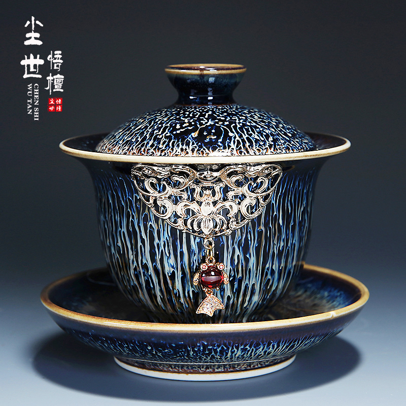 Variable size only three tureen tea bowl cups domestic large red glaze ceramic kung fu tea tea
