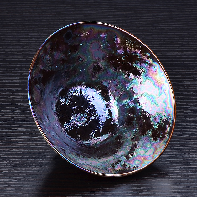 Obsidian change oil drops of colorful peacocks tea red glaze, large ceramic kung fu tea set up master cup by hand