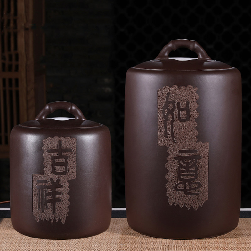 New Yixing Original Mine Old Purple Clay Purple Sand Tea Leaf Jar Pu-erh Tea Cake Jar Loose Tea Jar Large small number handmade seal