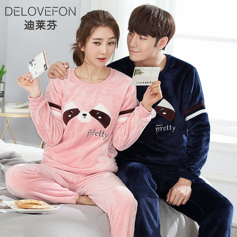 Lovers pyjamas woman autumn winter flange suede thickened with warm and cute sleeve head Home Clothing Male Winter Coral Suede Suit Winter-Taobao