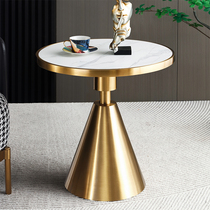 Light luxury hotel stainless steel small round table small apartment slate dining table sales office negotiation table and chairs balcony leisure coffee table