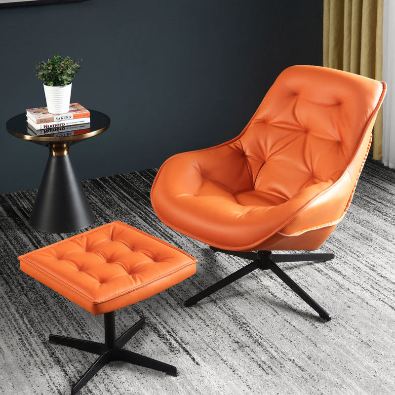 Simple balcony designer lazy lounge chair light luxury leisure hotel lounge chair living room single person spin leather sofa