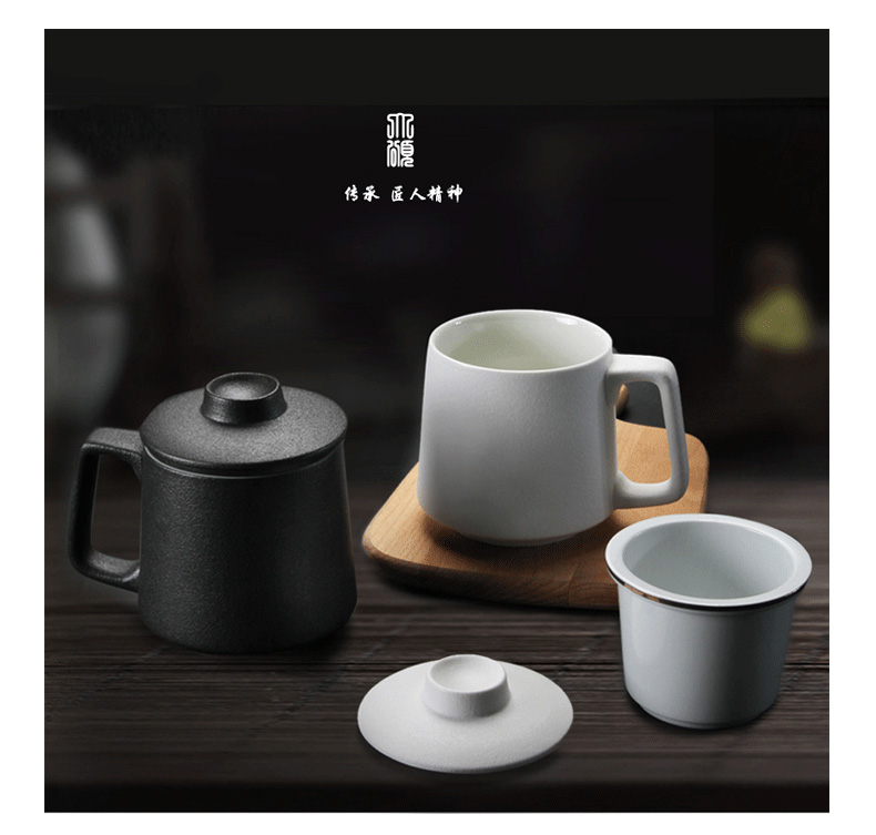 Lovers mugs high - capacity creative separation ceramic cup with cover the tea cups office kung fu tea cups