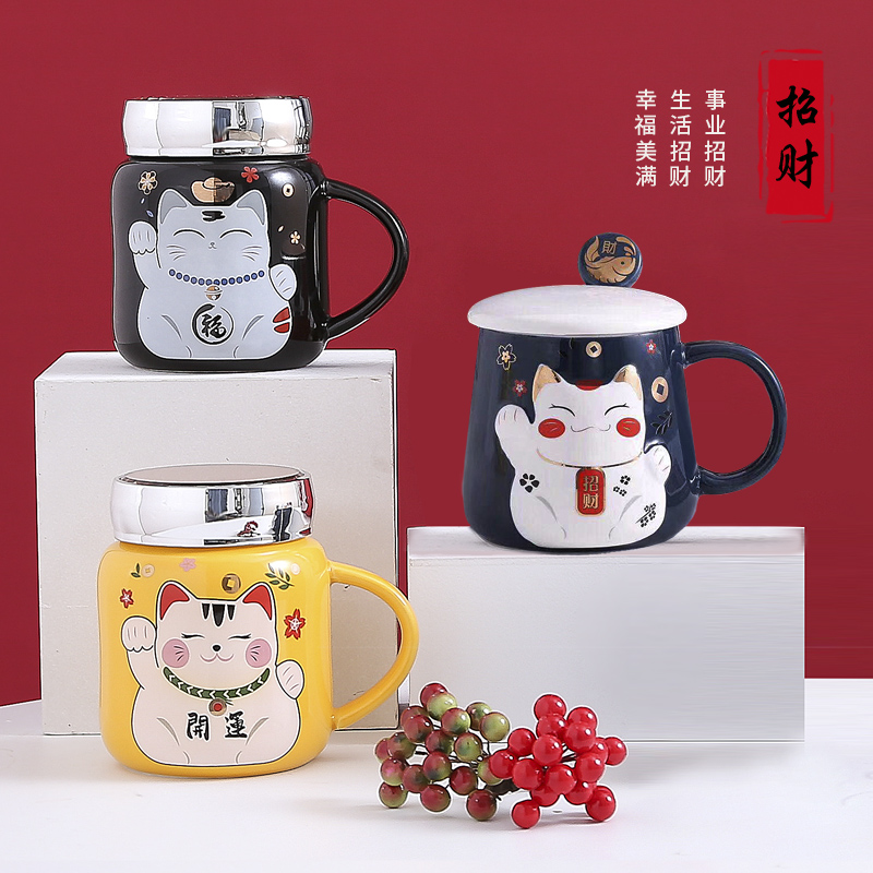 During the valentine 's day gift lovely plutus cat ceramic coffee cup creative cup getting mark cup with a spoon