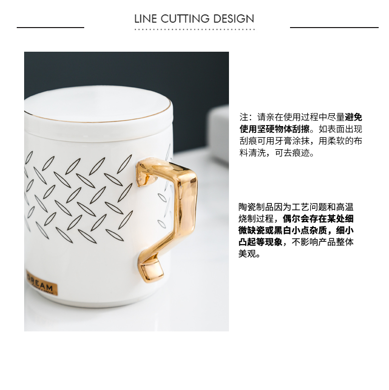 Creative ceramic mugs couples handle glass cup coffee cup to cup contracted female office cup with cover