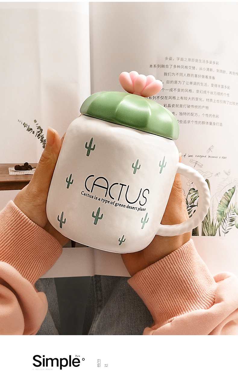 Ceramic keller Nordic ins creative contracted with cover cup cup men 's and women' s individual household tide water cup