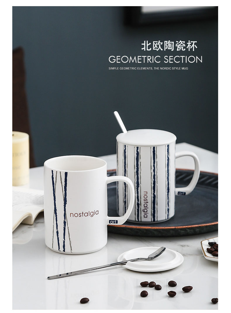 With hand gift ins northern wind coffee milk cup gift boxes couples glass ceramic spoon, mark cup With cover