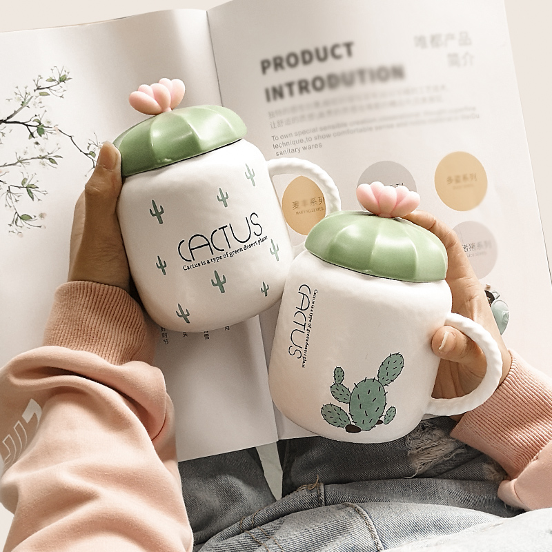 Ceramic keller Nordic ins creative contracted with cover cup cup men 's and women' s individual household tide water cup
