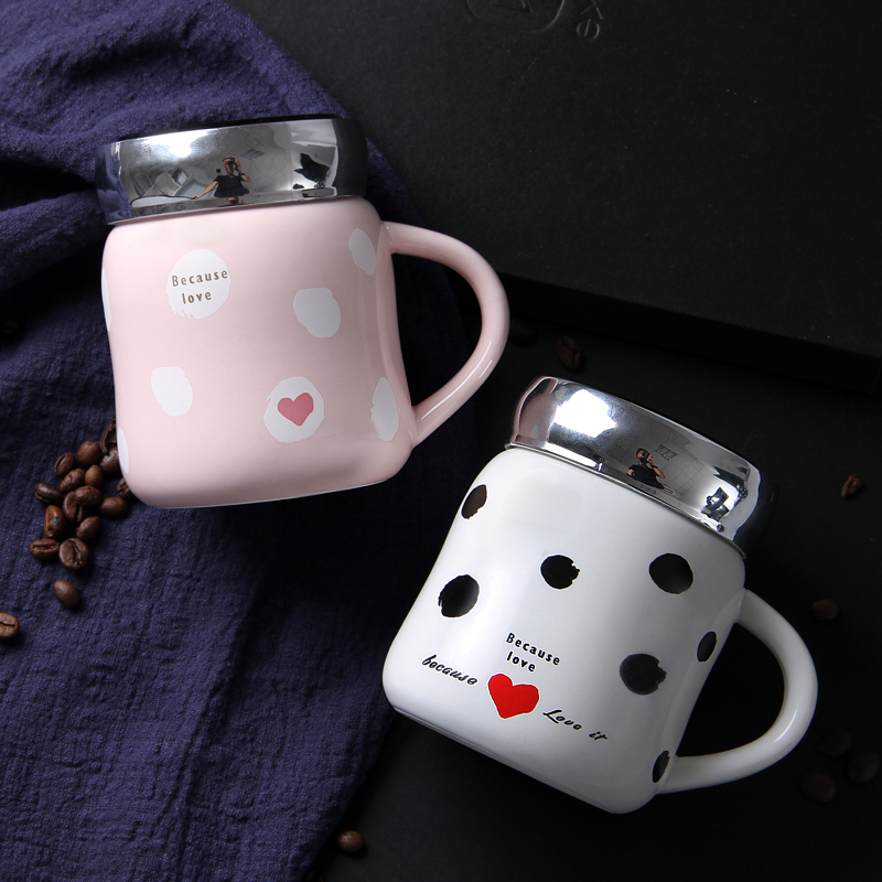 Couples cup creative household mark cup with cover express car ceramic contracted glass coffee cup office girl