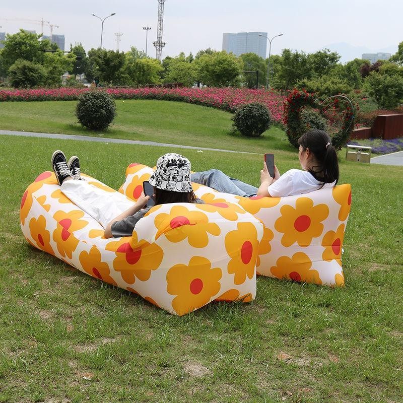 Outdoor Inflatable Sofa Sloth Air Bed CAMPING LUNCH REST DECKCHAIR PORTABLE FOLDING MATTRESSES FREE OF CHEERING NETS RED BEDS