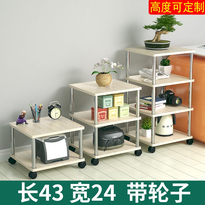 Small frame to move with wheel rack multi-layer storage frame kitchen clamp wood frame narrow collection frame