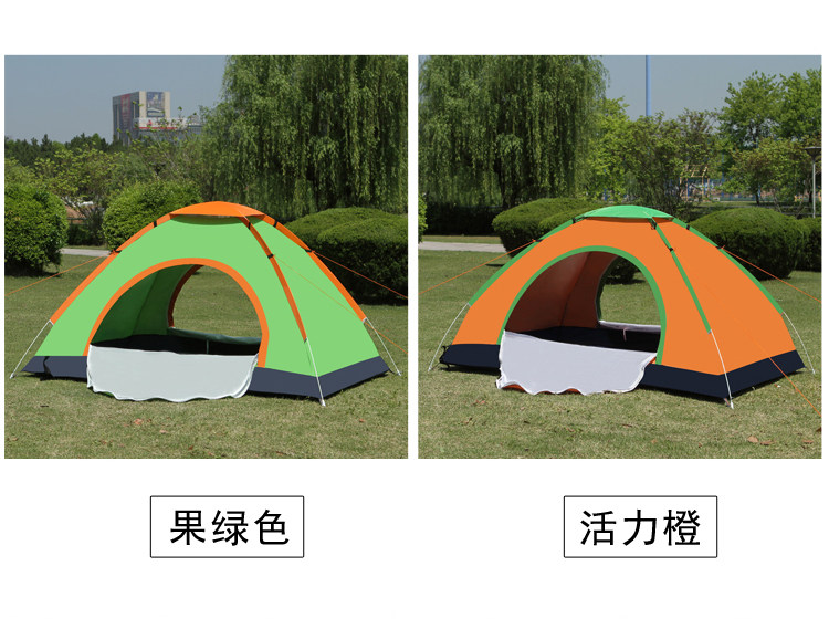 Full-automatic tent 2 outdoor double single tent 3-4 people beach sunscreen rainproof self-driving camping