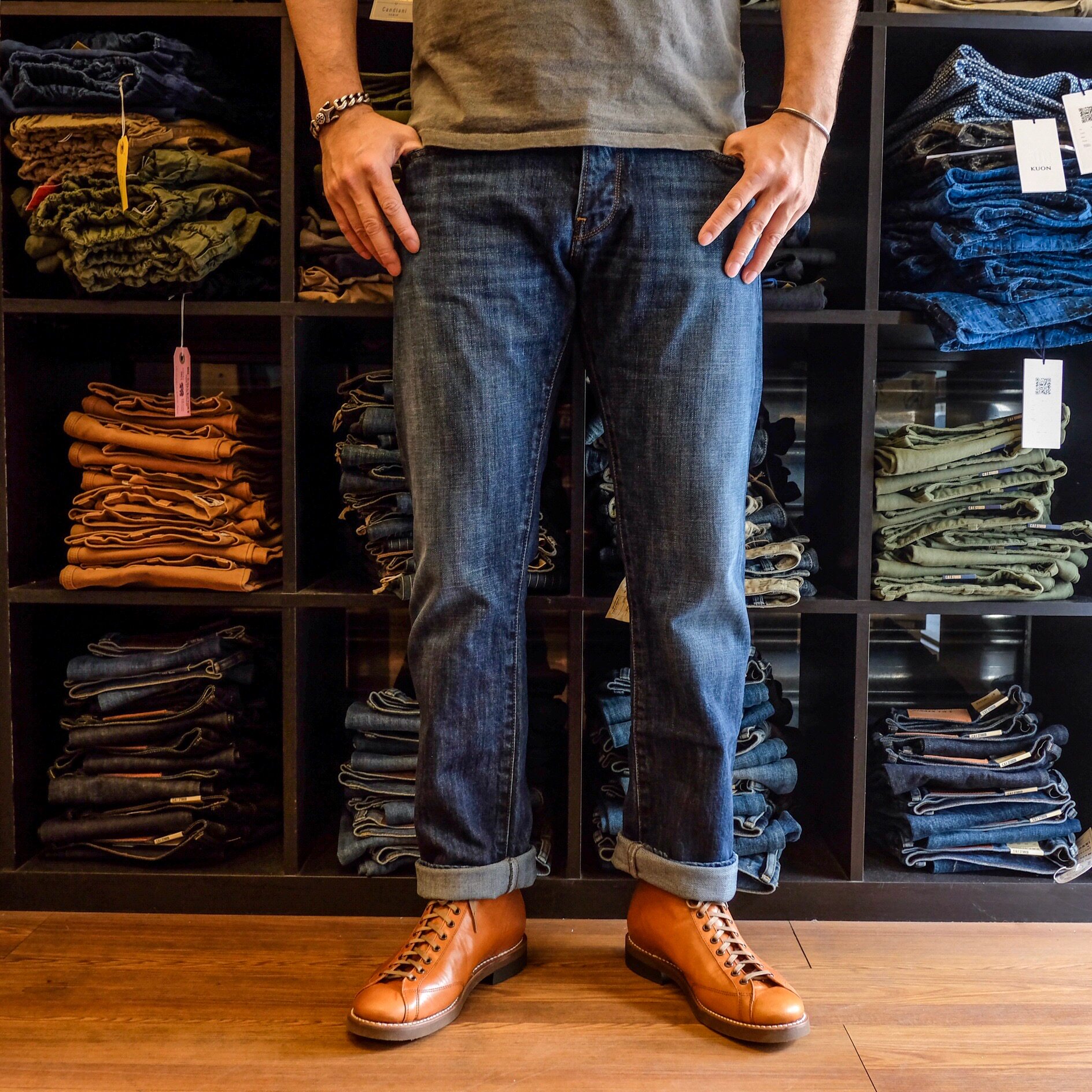 COF STUDIO M2 Slim Straight Kit 13oz Light Pound Light Water to Wash Used Jeans