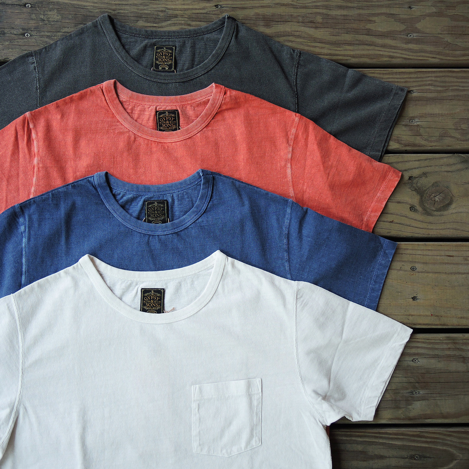 Classic set made in Japan GYPSY SONS wash water to make old pocket short-sleeved T-shirt bottom layer matching