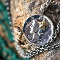 Spot North Works Sterling Silver 900 Handmade 10-point Morgan Silver Coin Liberty Star Necklace