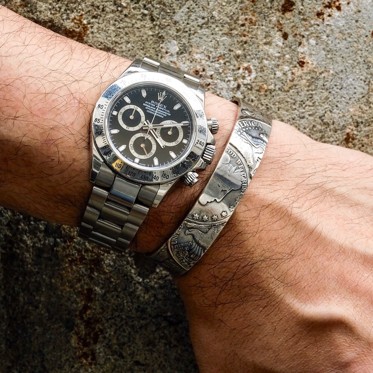 Spot Simmering (North Works) 50, Patchwork Bracelet Morgan Coin Bracelet