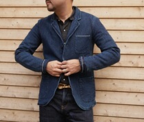 Italian bakuto 893 blue dyed Thorn white ear fabric slim lapel retro tooling