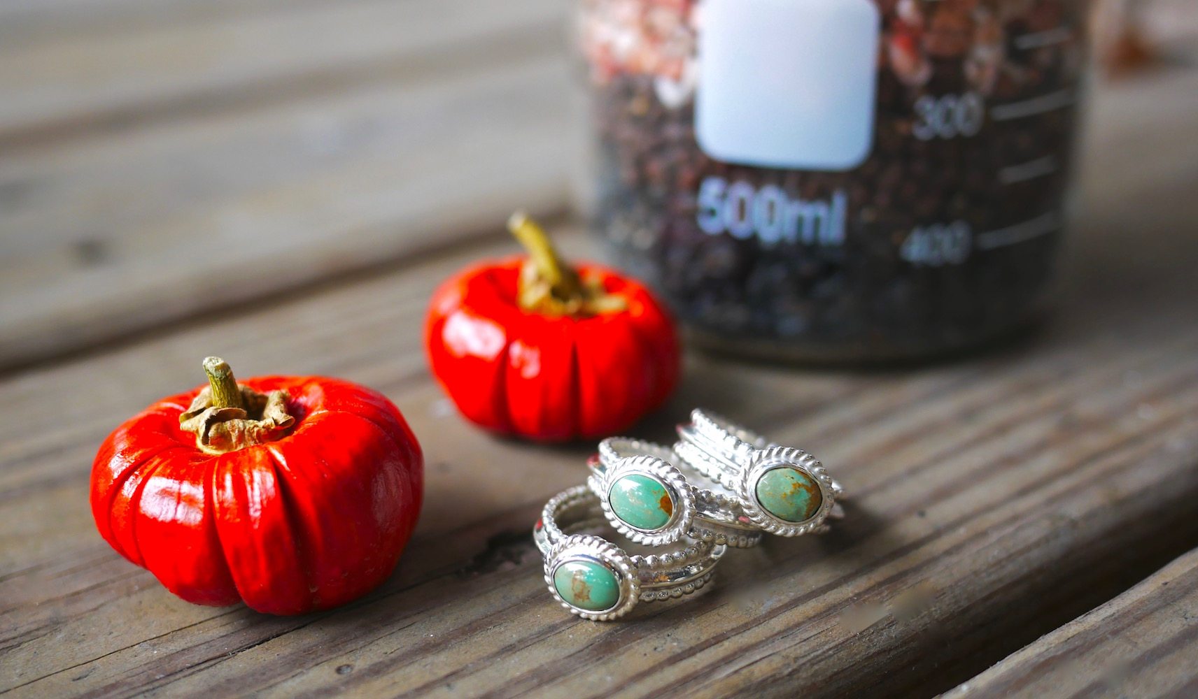 Japanese Matsui handmade Dearblossom natural turquoise inlaid ring