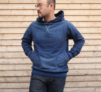  Gypsy Sons Nissan indigo Natural blue dyed old round neck hooded Retro casual Pullover sweater