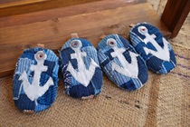 Japanese hand-sewn Putpet indigo blue dyed old cloth thorn coin purse-anchor