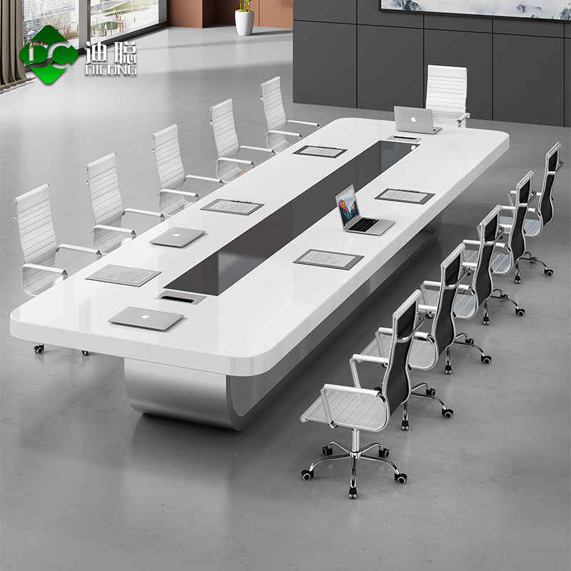 Di Cong paint furniture simple modern conference table long table large white office desk and chair combination training long table