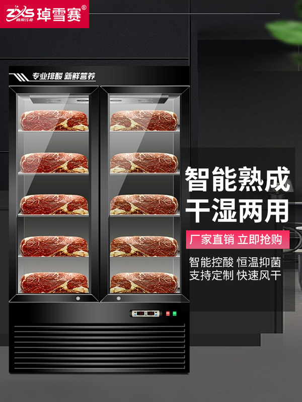 Qixuesai Intelligent Beef Aging Cabinet, Acid Removal Cabinet, Dual-Use for Dry and Wet, Freezing and Refrigeration Hanging Meat Cabinet, Preferred for Western Restaurants