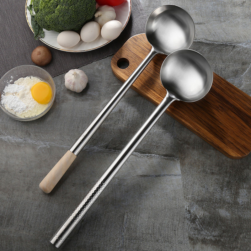 Kanglei stainless steel cooking spoon kitchen horse spoon thickened non-magnetic frying spoon Home chef hotel kitchen supplies