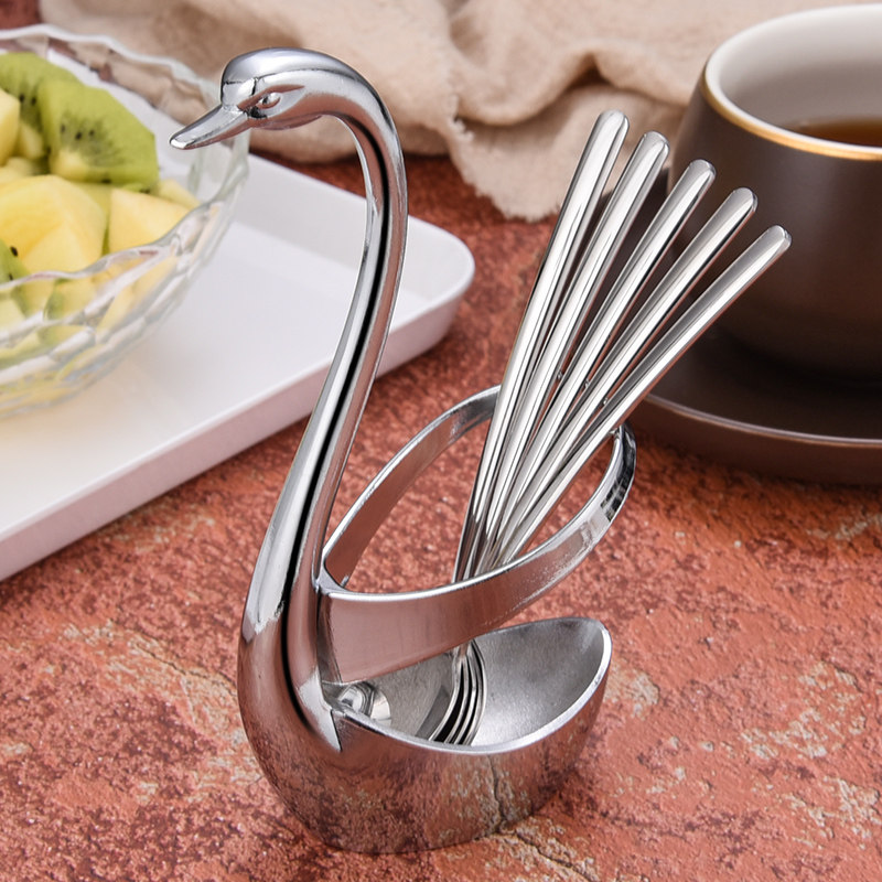 German Kanglei Creative 304 Stainless Steel Fruit Fork Suit Fruit Sign Goose Base Tableware Sweet fork
