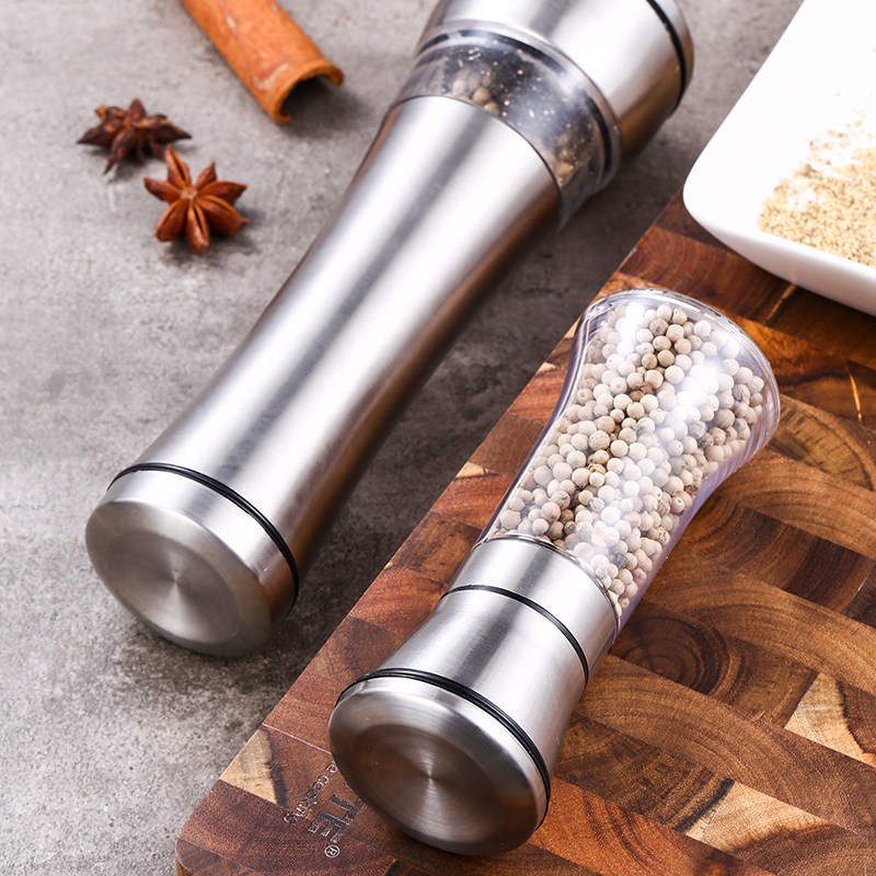 Freshly ground pepper mill stainless steel household manual mill pepper powder electric bottle crushed sea salt white and black particles