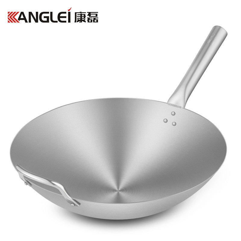 Kanglei non-stick wok frying pan stainless steel wok home round bottom gas stove suitable for chefs commercial kitchen pots and pans