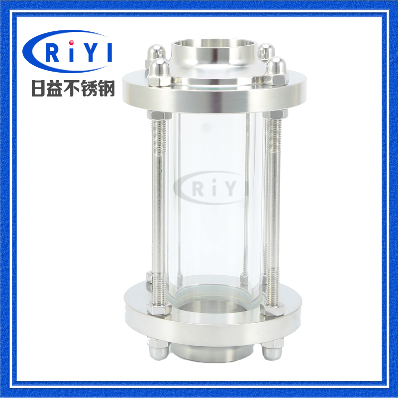 304 stainless steel sanitary grade welding sight glass boron silicon glass tube container sight-to-head butt welding window hot pin