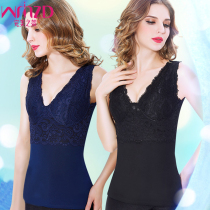 Warm vest womens thick velvet tight winter lace base shaping underwear belly girdle chest vest