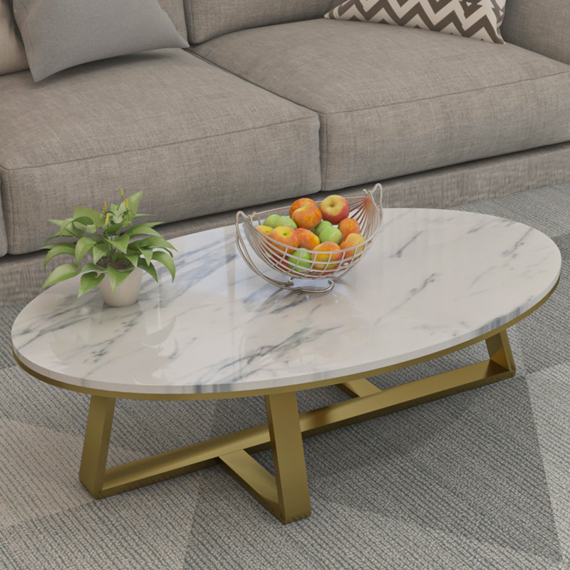 Nordic light luxury ins simple modern iron creative living room marble coffee table oval low table small apartment