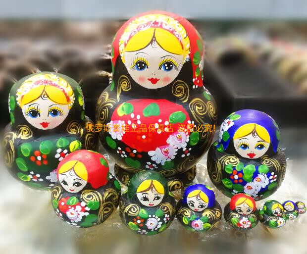 ten layers of dolls 10 layers of Russian hand painted large belly flowers natural linden wood made round cucurbitur-shaped new