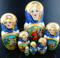  7-layer matryoshka doll Seven-layer matryoshka Russian hand-painted paint story European retro large basswood 2019