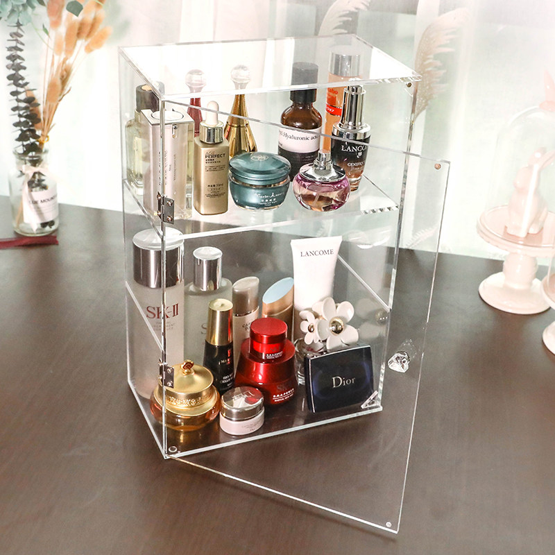 Girls housekeeper transparent acrylic cosmetics skin care products perfume shelf hefty three-layer cabinet door storage box