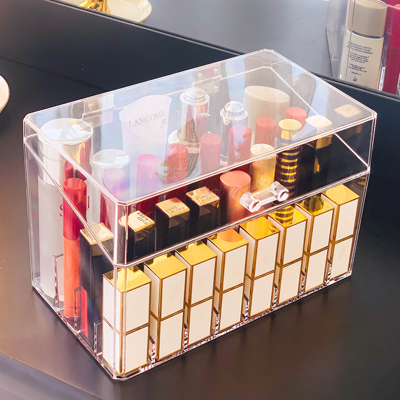 Desktop with lid dust-proof transparent acrylic lip glaze lipstick box net red finishing cosmetics storage box display stand